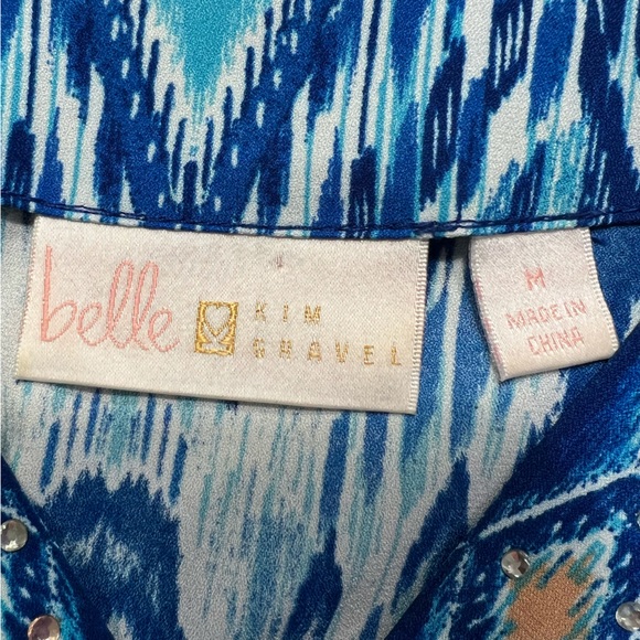 Belle by Kim Gravel ikat print v-neck blouse - Picture 4 of 11